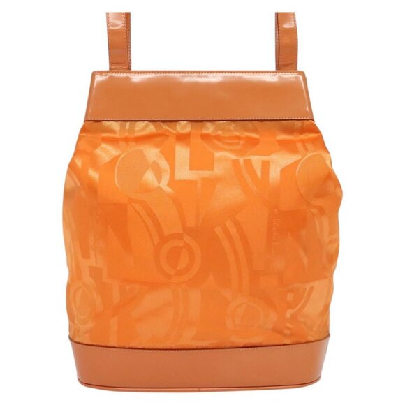 Salvatore Ferragamo Shoulder Bag Nylon Leather Orange Auth 101087 - Picture 2 of 15